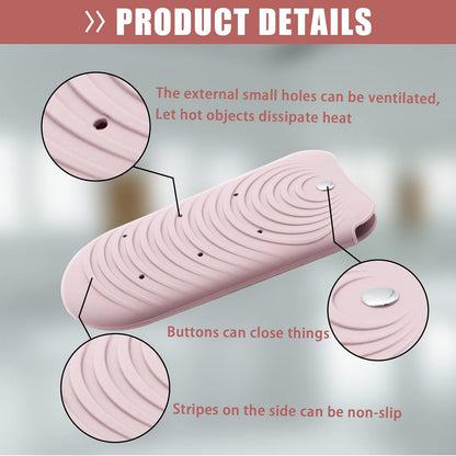Heat Insulating Silicone Mat Pouch for Hair Styling Tools, Curling & Flat Irons Anti-Slip Travel Cover, Small Portable Straightener Pad for Curler Wands Storage, Hot Waver (Pink)