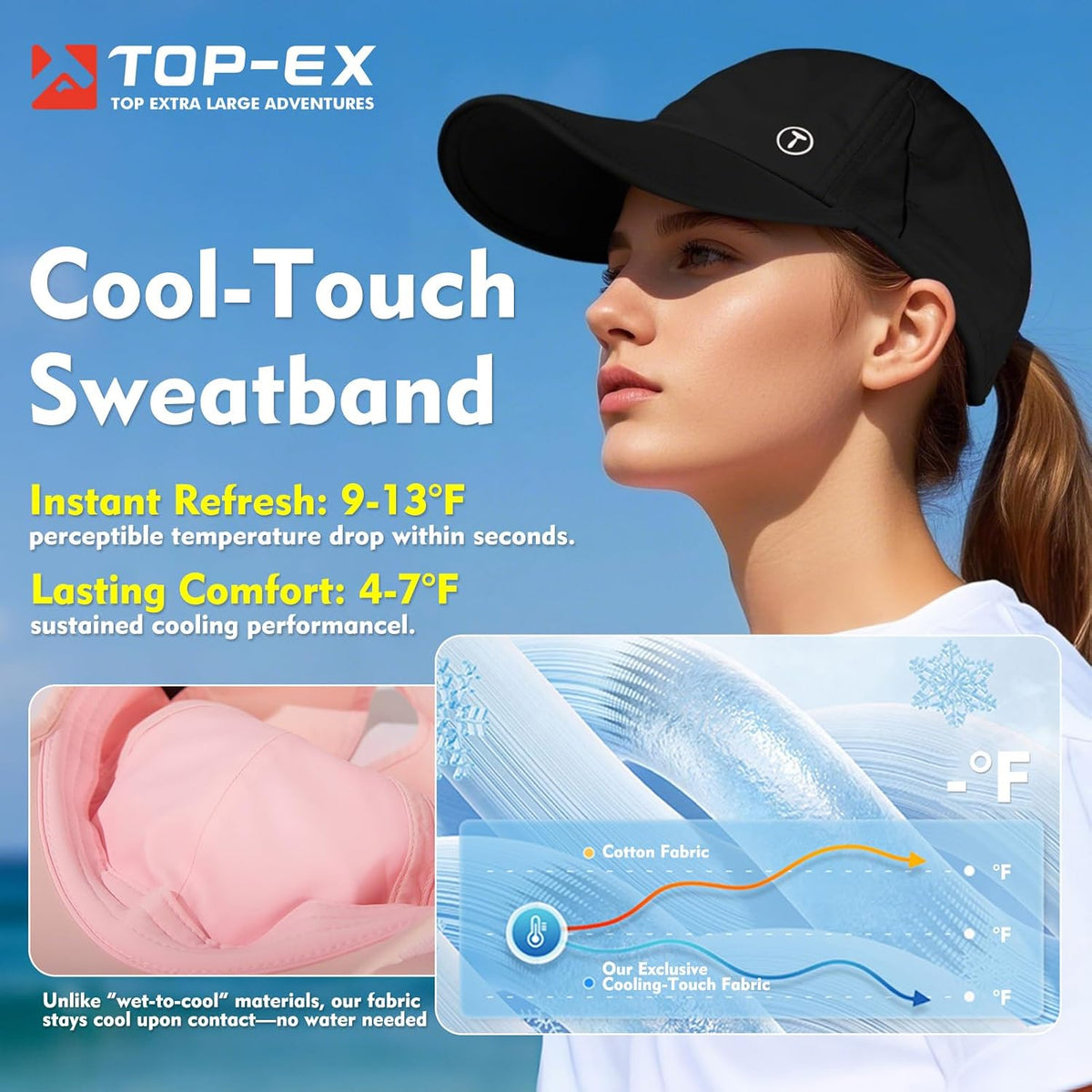 TOP-EX UPF 50+ Cooling High Ponytail Baseball Cap for Women