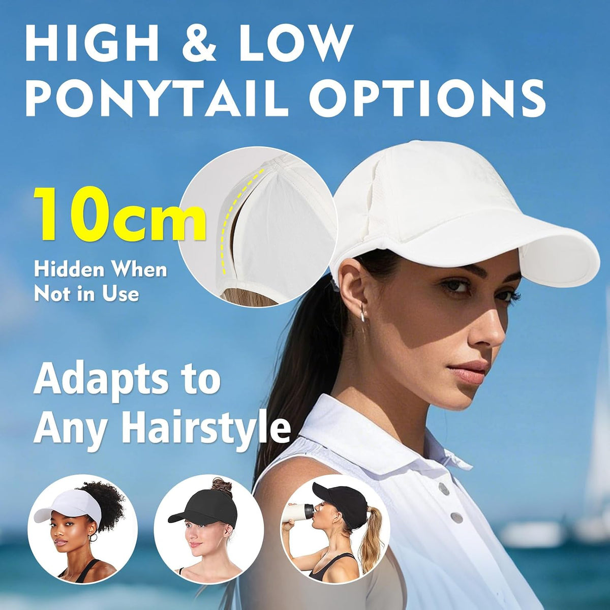 TOP-EX UPF 50+ Cooling High Ponytail Baseball Cap for Women