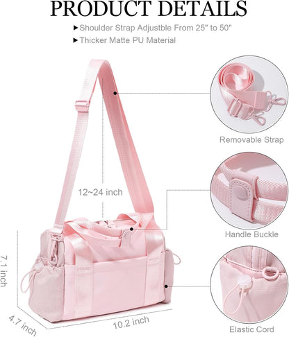 Small Gym Bag for Women, Mini Crossbody Gym Duffle Bag with Wet Compartment, Carry on Gym Tote Bag for Workout Dance Sport Travel (Mini-Pink)