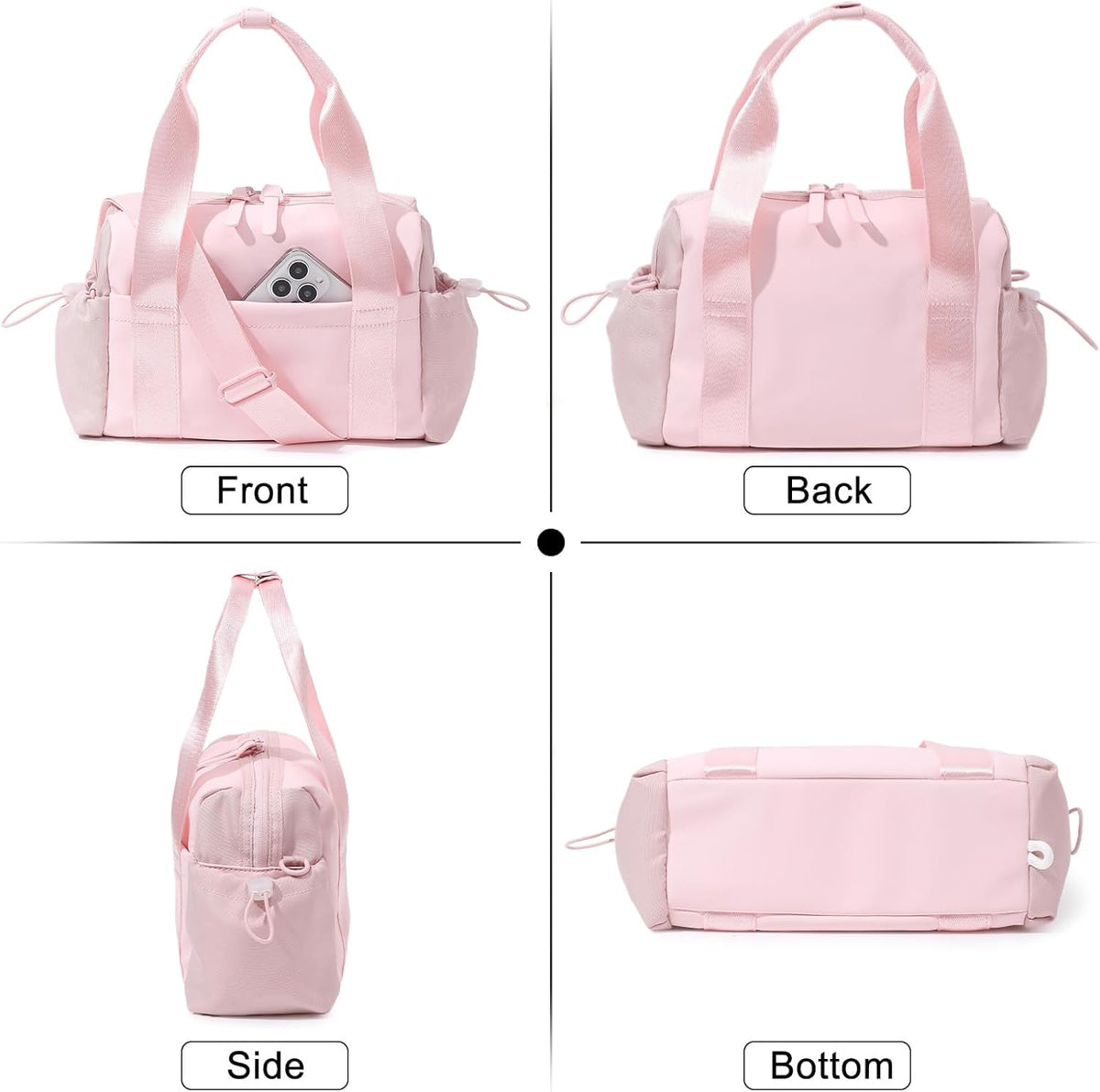 Small Gym Bag for Women, Mini Crossbody Gym Duffle Bag with Wet Compartment, Carry on Gym Tote Bag for Workout Dance Sport Travel (Mini-Pink)
