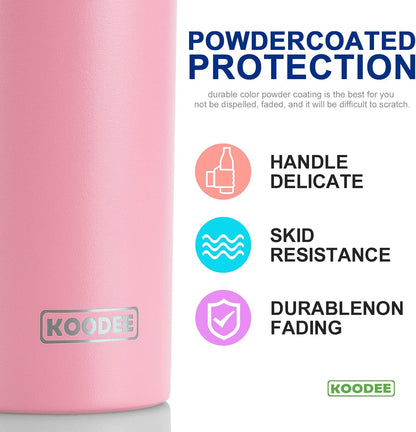 20 oz Stainless Steel Skinny Tumbler Double Wall Insulated Slim Water Tumbler Cup with Lids and Straw (Pink)