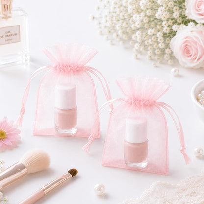 50Pcs Blush Pink Organza Bags,2.7x3.5 In Drawstring Mesh Pouch