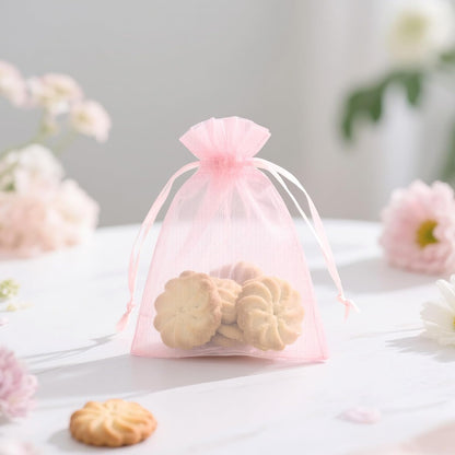 50Pcs Blush Pink Organza Bags,2.7x3.5 In Drawstring Mesh Pouch