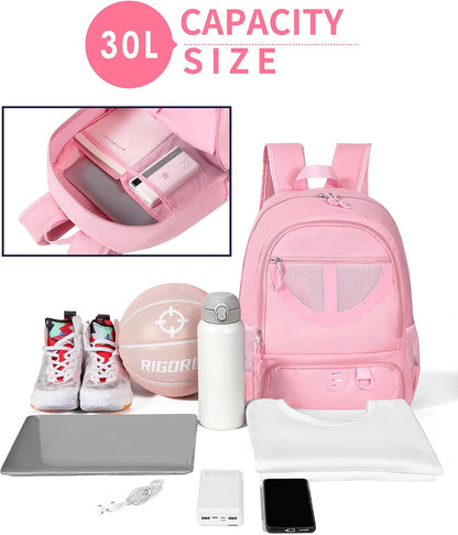 Basketball Bag Backpack for Men Women with Ball & Shoes Compartment 30L Capacity Lightweight Breathable Boys Girls Soccer Ball Bag Backpack Fit Volleyball Football Sports Travel School Gym
