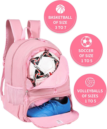 Basketball Bag Backpack for Men Women with Ball & Shoes Compartment 30L Capacity Lightweight Breathable Boys Girls Soccer Ball Bag Backpack Fit Volleyball Football Sports Travel School Gym