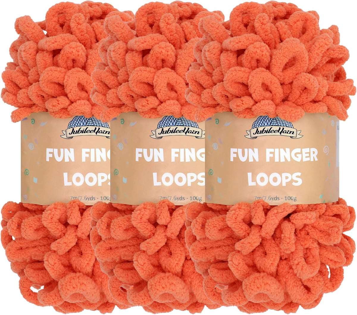 JubileeYarn Fun Finger Loops Yarn - Living Coral - 3 Skeins
