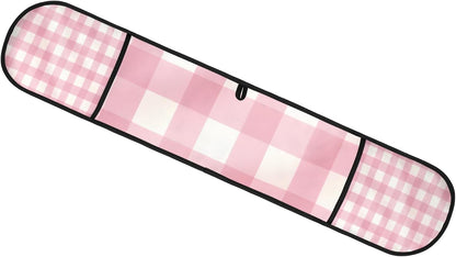 Gingham Pink Double Oven Mitts Heat Resistant BBQ Mittens with Hanging Loop Kitchen Mittens Kitchen Glove for Cooking Baking Grilling