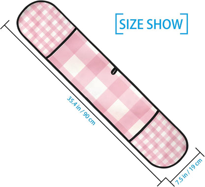 Gingham Pink Double Oven Mitts Heat Resistant BBQ Mittens with Hanging Loop Kitchen Mittens Kitchen Glove for Cooking Baking Grilling