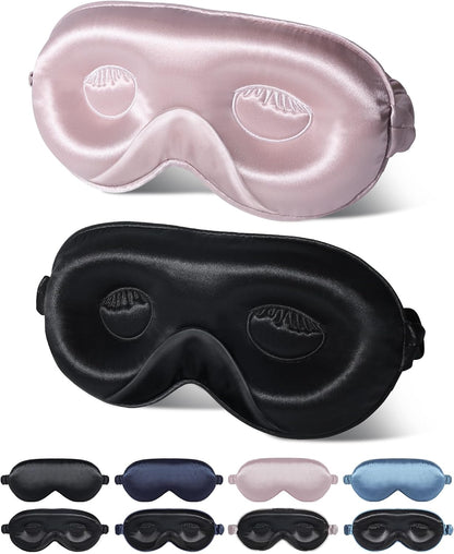 22 Momme Silk Sleep Mask, 3D Contoured Eye Masks for Women(2 Pack)