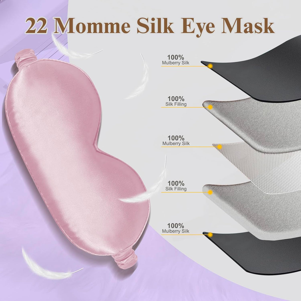 22 Momme Silk Sleep Mask, 3D Contoured Eye Masks for Women(2 Pack)
