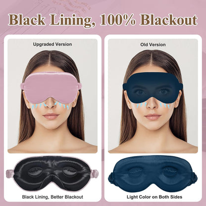 22 Momme Silk Sleep Mask, 3D Contoured Eye Masks for Women(2 Pack)