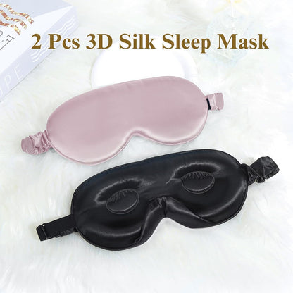 22 Momme Silk Sleep Mask, 3D Contoured Eye Masks for Women(2 Pack)