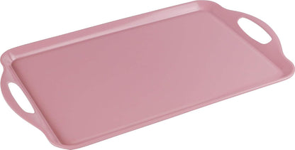 Calypso Basics Melamine Serving Ottoman Tray with Handles, Rectangular, Lightweight, Durable, Multi-Purpose Use, Indoor, Outdoor, Camping, Server, Pink