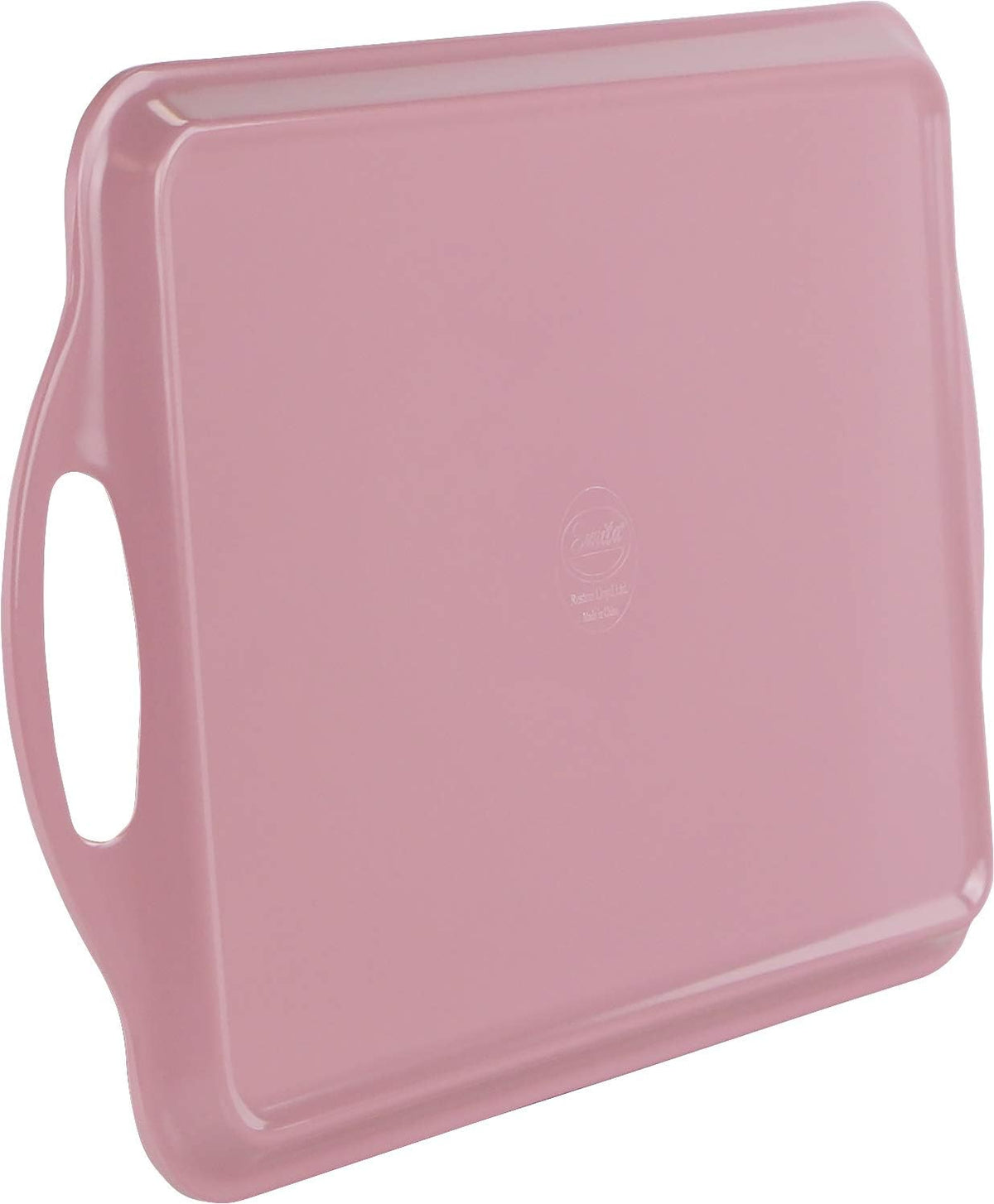 Calypso Basics Melamine Serving Ottoman Tray with Handles, Rectangular, Lightweight, Durable, Multi-Purpose Use, Indoor, Outdoor, Camping, Server, Pink