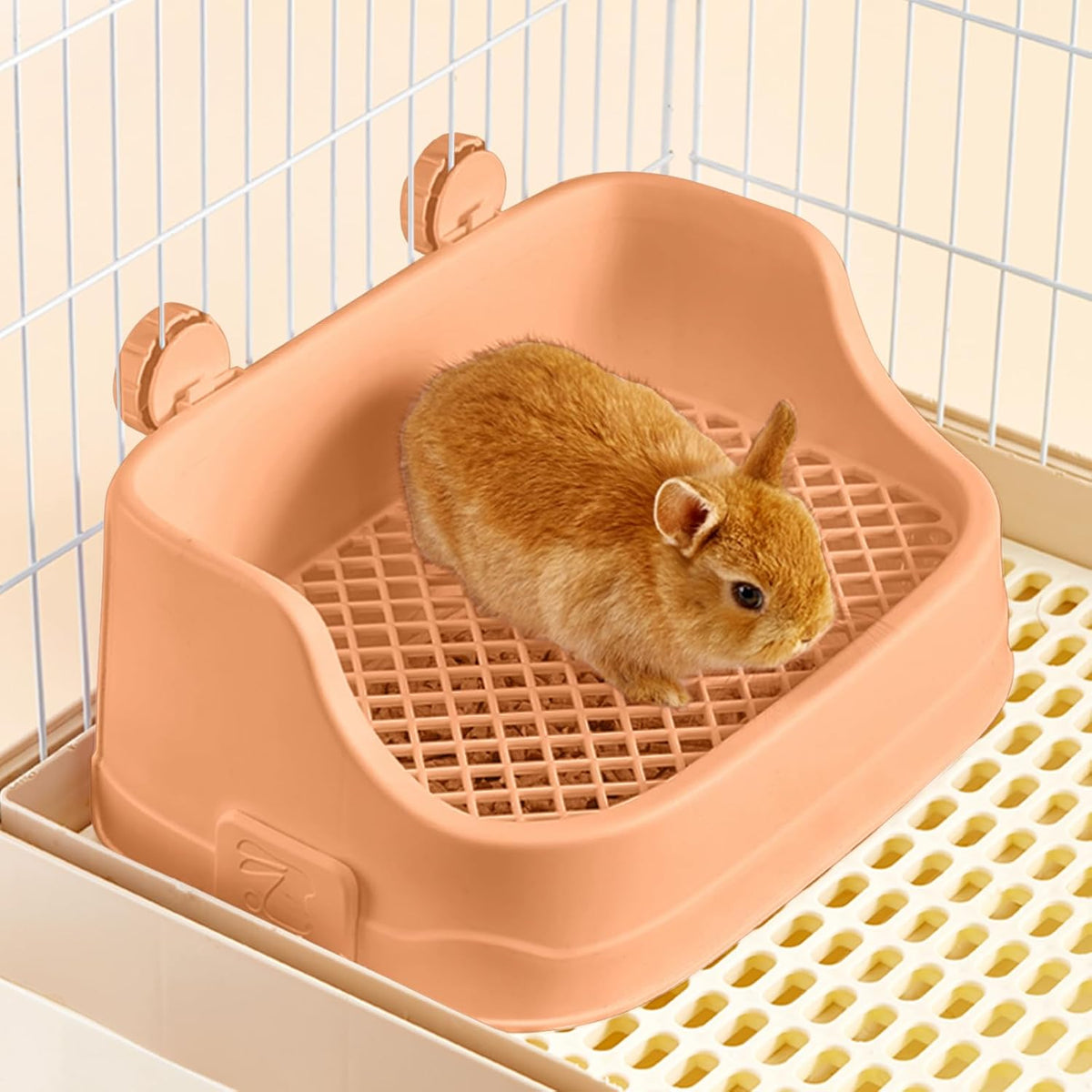 Rabbit Litter Box, Small Animals Litter Tray for Cage Detachable Bedding Litter Pan Potty Toilet Trainer Corner for Pet Rabbits Guinea Pigs Hamsters Chinchillas (Pink)