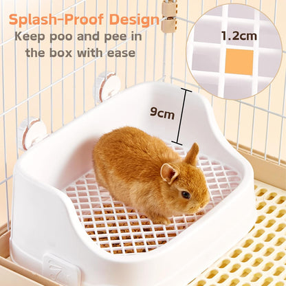 Rabbit Litter Box, Small Animals Litter Tray for Cage Detachable Bedding Litter Pan Potty Toilet Trainer Corner for Pet Rabbits Guinea Pigs Hamsters Chinchillas (Pink)