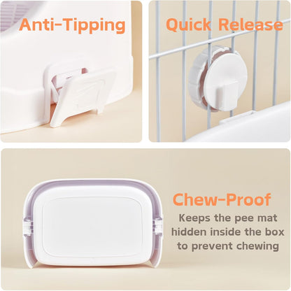 Rabbit Litter Box, Small Animals Litter Tray for Cage Detachable Bedding Litter Pan Potty Toilet Trainer Corner for Pet Rabbits Guinea Pigs Hamsters Chinchillas (Pink)
