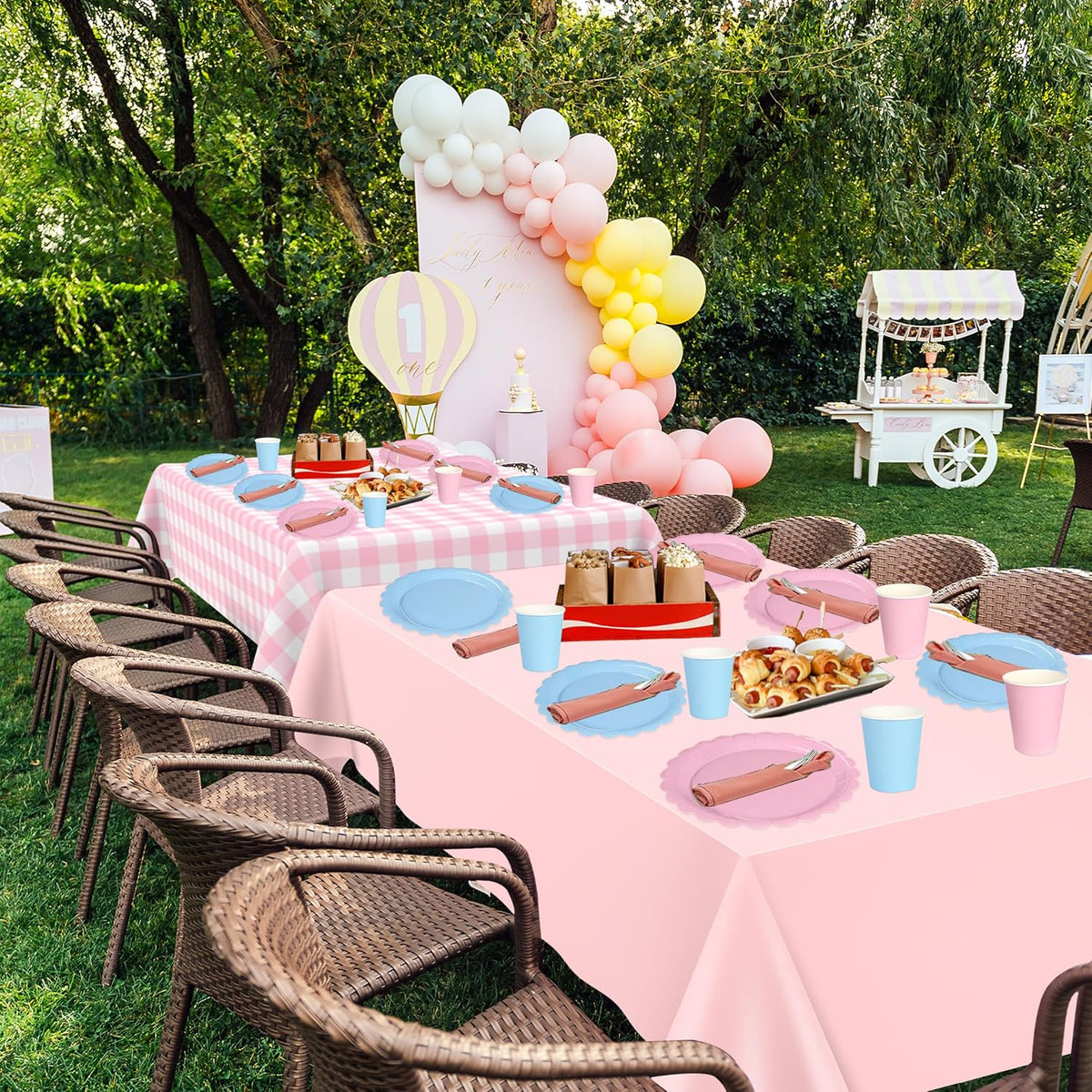 3 Pack Pink Party Tablecloths for Rectangle Tables, 54 x 108 Inch Disposable Plastic Table Covers Set, Pink, Pink Gingham & Polka Dot for Birthday, Baby Shower, Bridal Shower Decorations