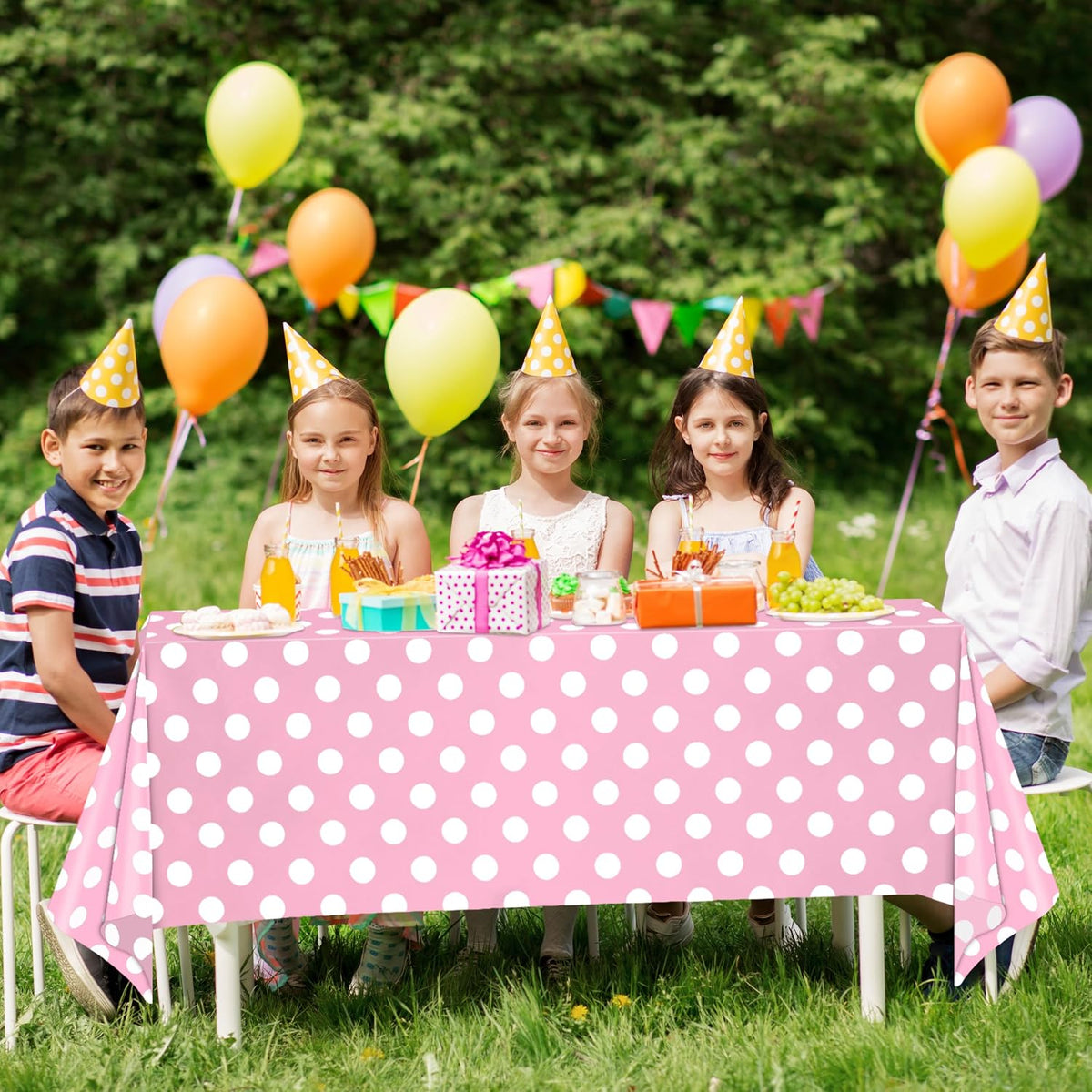 3 Pack Pink Party Tablecloths for Rectangle Tables, 54 x 108 Inch Disposable Plastic Table Covers Set, Pink, Pink Gingham & Polka Dot for Birthday, Baby Shower, Bridal Shower Decorations