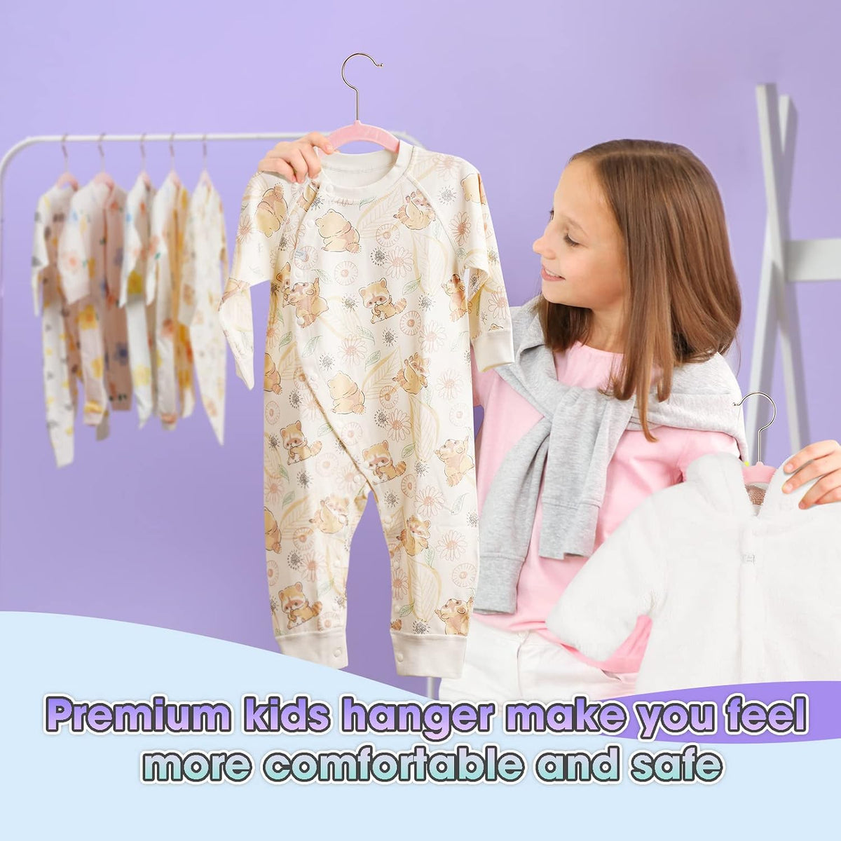 Baby Hangers Velvet 50 Pack-11.4 Inch,Baby Clothes Hangers Non Slip, Baby Hangers for Closet,Sturdy Infant/Toddler Hangers Pink Hangers