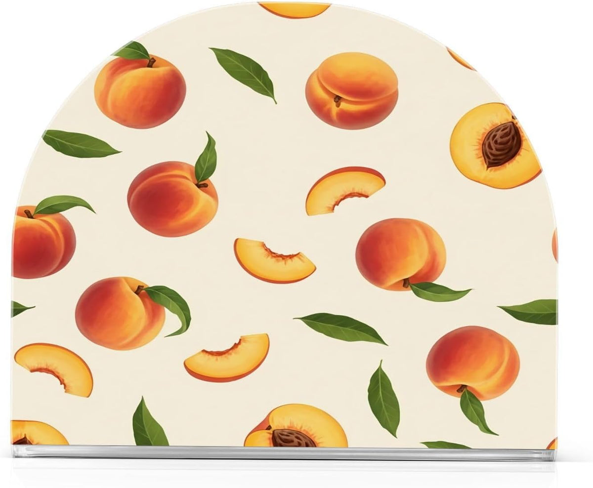 Peach Print Acrylic Napkin Holder for Table, Tissue Paper Dispenser for Kitchen Countertop, Dining Table, Bar, Coffee Shop, Home Decor
