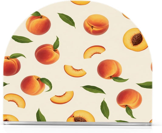Peach Print Acrylic Napkin Holder for Table, Tissue Paper Dispenser for Kitchen Countertop, Dining Table, Bar, Coffee Shop, Home Decor