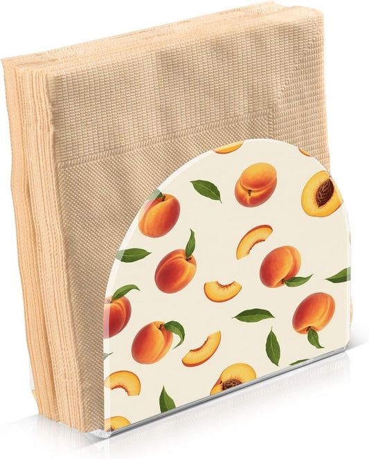 Peach Print Acrylic Napkin Holder for Table, Tissue Paper Dispenser for Kitchen Countertop, Dining Table, Bar, Coffee Shop, Home Decor