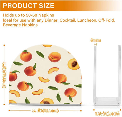Peach Print Acrylic Napkin Holder for Table, Tissue Paper Dispenser for Kitchen Countertop, Dining Table, Bar, Coffee Shop, Home Decor