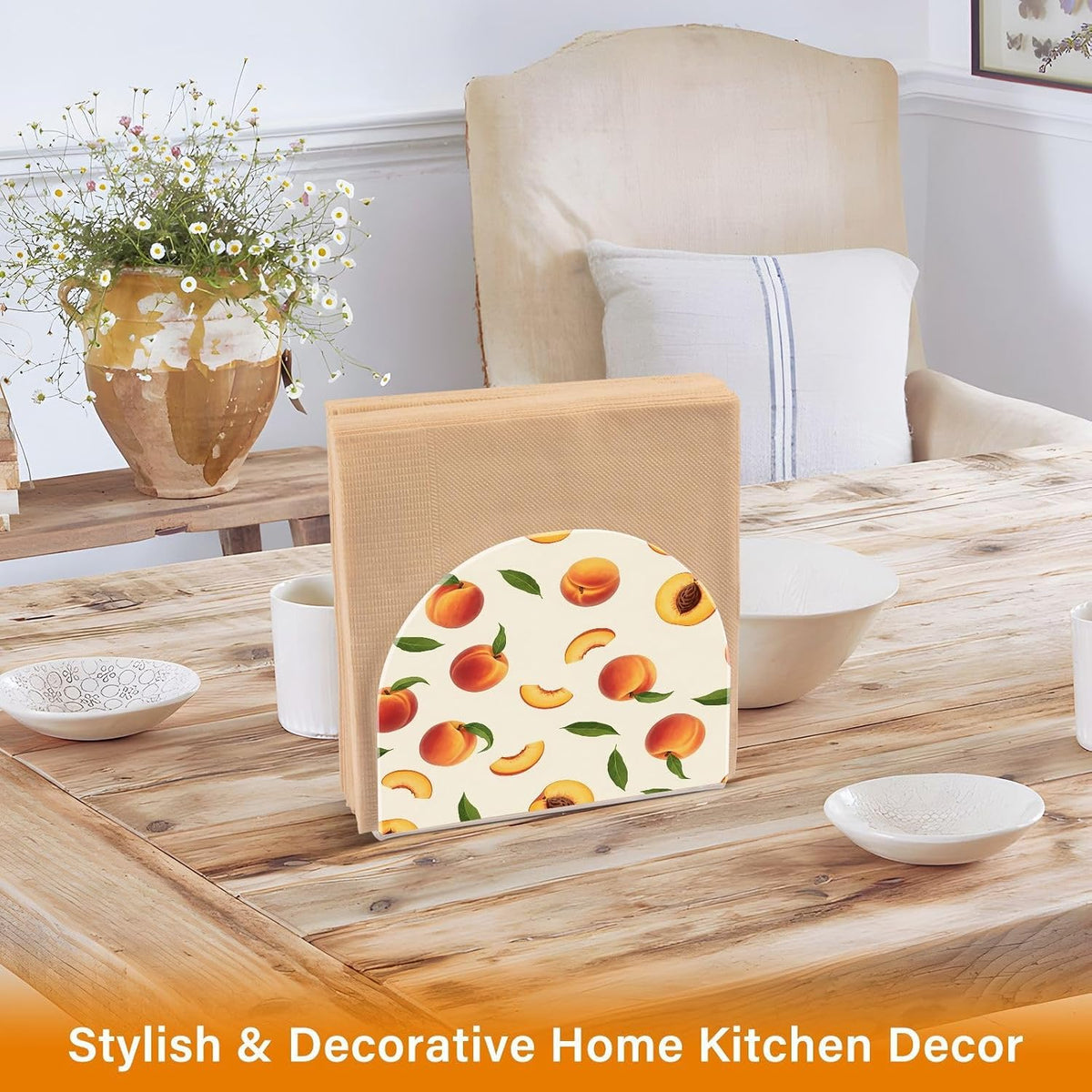 Peach Print Acrylic Napkin Holder for Table, Tissue Paper Dispenser for Kitchen Countertop, Dining Table, Bar, Coffee Shop, Home Decor