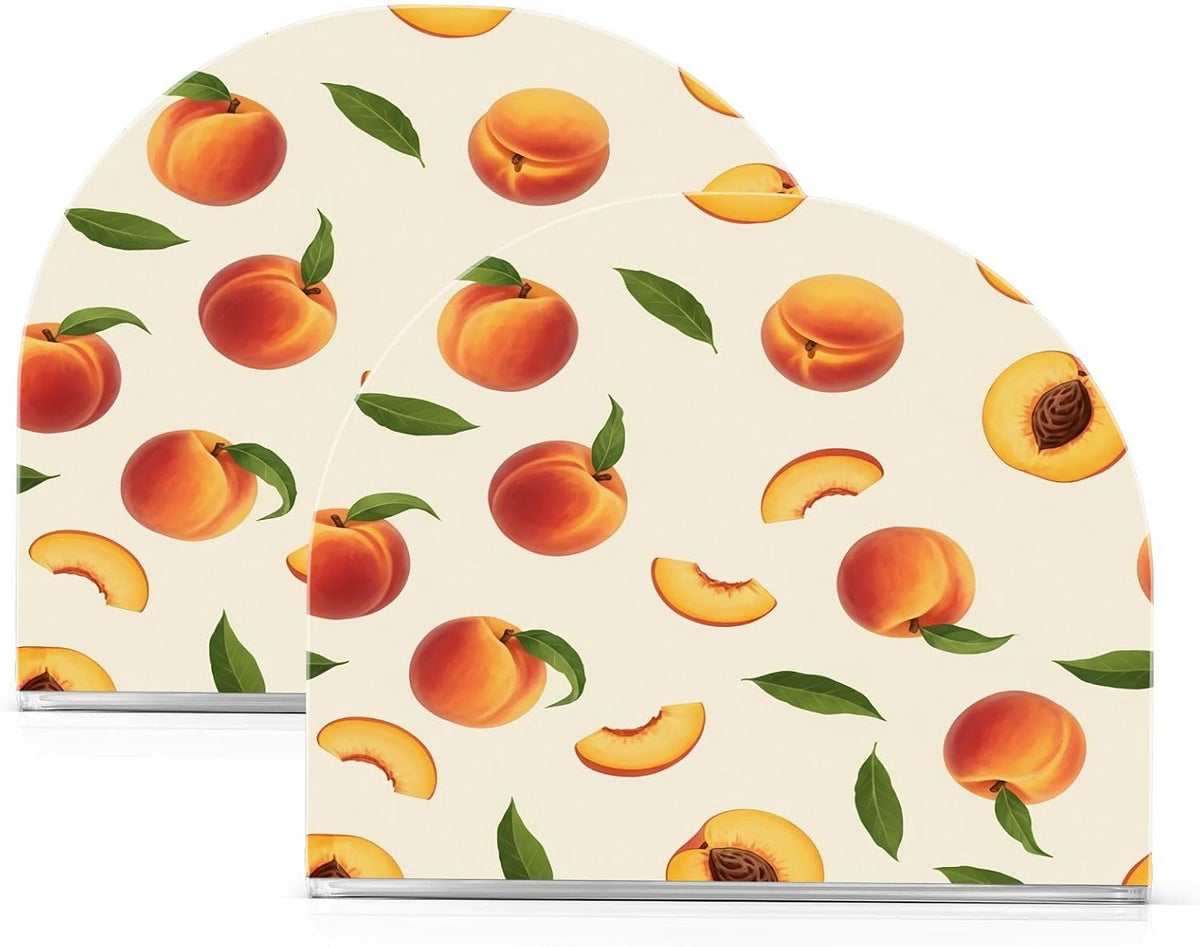 Peach Print Acrylic Napkin Holder for Table, Tissue Paper Dispenser for Kitchen Countertop, Dining Table, Bar, Coffee Shop, Home Decor