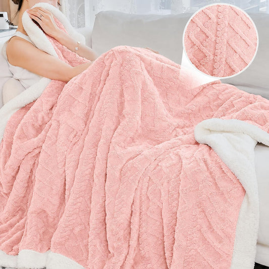 Reversible Sherpa Fleece Soft Blanket for Bed,Soft Pink Throw XL | Double-sided Cozy Blankets,No Shedding or Pilling,Soft Warm Fuzzy Comfort for Bed,Couch,Travel,Pets & Easy Care