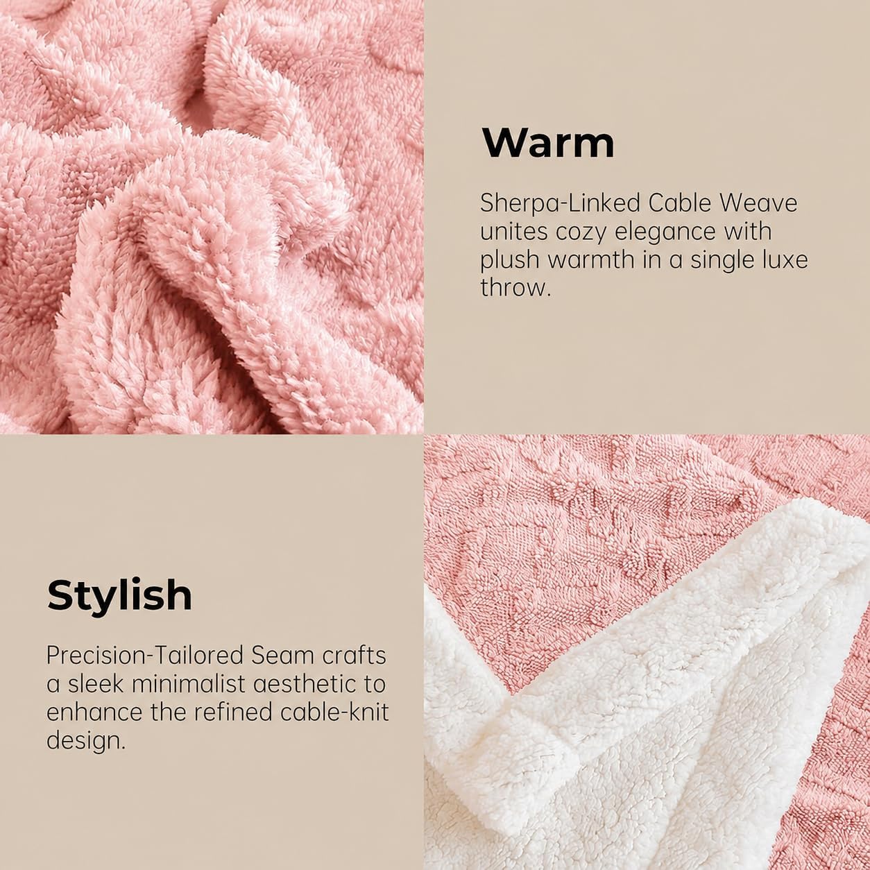 Reversible Sherpa Fleece Soft Blanket for Bed,Soft Pink Throw XL | Double-sided Cozy Blankets,No Shedding or Pilling,Soft Warm Fuzzy Comfort for Bed,Couch,Travel,Pets & Easy Care