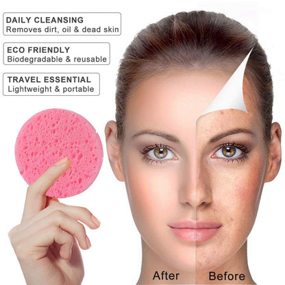 50-Count Compressed Facial Sponges for Daily Face Cleansing, Pink
