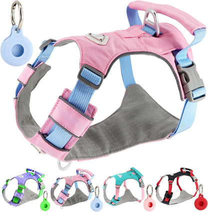 Airtag Lightweight Pink Dog Harness-No Pull with Handle for Small Sized Dog