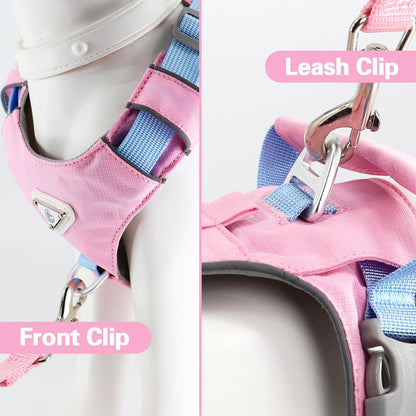 Airtag Lightweight Pink Dog Harness-No Pull with Handle for Small Sized Dog