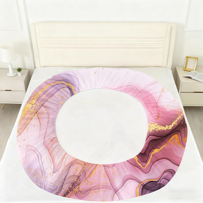 Pink Marble Sheets Set Full for Girls Elegant Pink and Gold Bedding Set with Deep Pocket Abstract Bed Set with 1 Fitted Sheet 1 Flat Sheet and 2 Pillowcases
