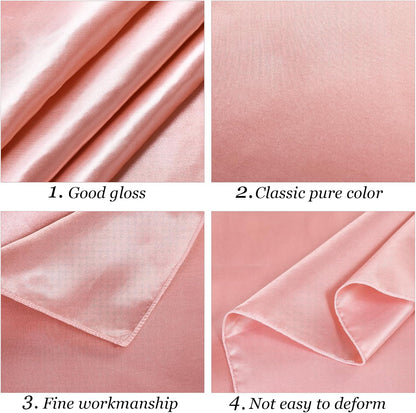 Satin Party Tablecloth Table Cover 58 x 102 Inches Wedding Rectangle Bright Silk Tablecloth Table Cover Smooth Fabric Tablecloth Table Decor for Wedding Banquet Table Decoration, Rose Gold