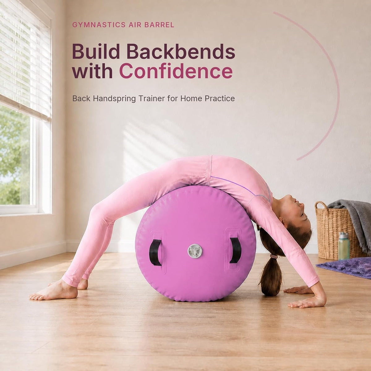 Gymnastics Air Barrel Inflatable Tumbling Roller Mat Back Handspring Trainer Air Roller Tumbler Octagon Barrel Gymnastics Equipment for Tumble Track Cheerleading Yoga Training Durable AntiSlip Double Seal Without Pump
