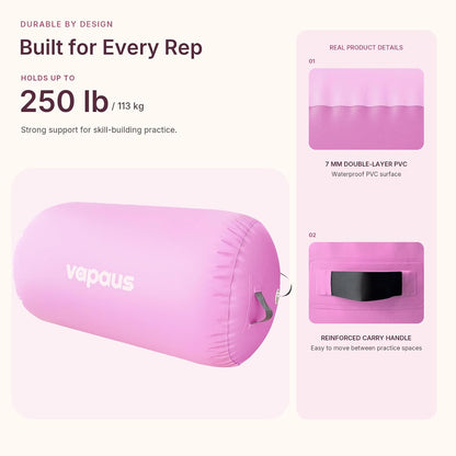 Gymnastics Air Barrel Inflatable Tumbling Roller Mat Back Handspring Trainer Air Roller Tumbler Octagon Barrel Gymnastics Equipment for Tumble Track Cheerleading Yoga Training Durable AntiSlip Double Seal Without Pump