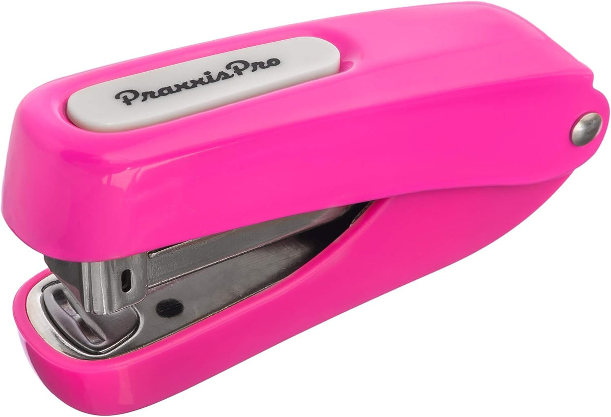 Office Supplies - Aria-Plus Half-Strip Mini Stapler - Durable, Compact, and Colorful Stapler for Office and Travel Use, Compatible with Standard 26/6 Staples, Pink