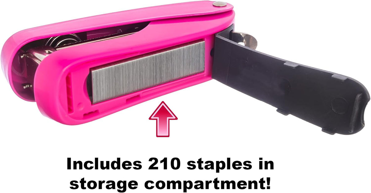Office Supplies - Aria-Plus Half-Strip Mini Stapler - Durable, Compact, and Colorful Stapler for Office and Travel Use, Compatible with Standard 26/6 Staples, Pink