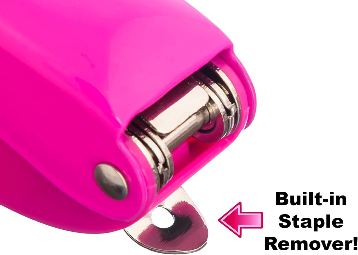 Office Supplies - Aria-Plus Half-Strip Mini Stapler - Durable, Compact, and Colorful Stapler for Office and Travel Use, Compatible with Standard 26/6 Staples, Pink