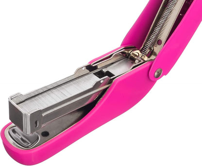 Office Supplies - Aria-Plus Half-Strip Mini Stapler - Durable, Compact, and Colorful Stapler for Office and Travel Use, Compatible with Standard 26/6 Staples, Pink