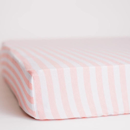 . Pink Fitted Crib Sheet for Baby Mattress - Jersey Knit Cotton for Girl Nursery Bedding - Chevron, Polka Dot, and Stripe Crib/Toddler Sheets (Stripe)
