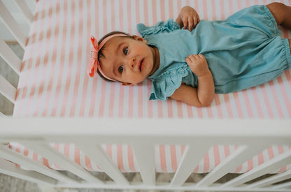 . Pink Fitted Crib Sheet for Baby Mattress - Jersey Knit Cotton for Girl Nursery Bedding - Chevron, Polka Dot, and Stripe Crib/Toddler Sheets (Stripe)