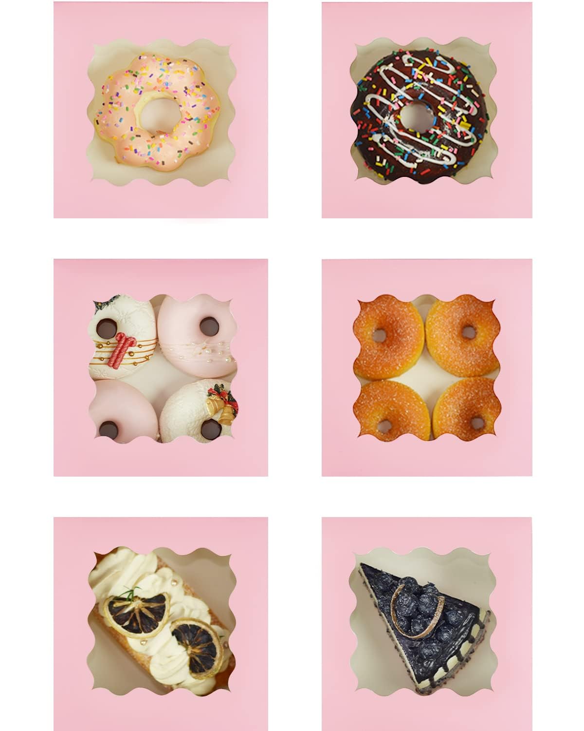 Pink 30-Packs Bakery Boxes with Window 6x6x3 inches