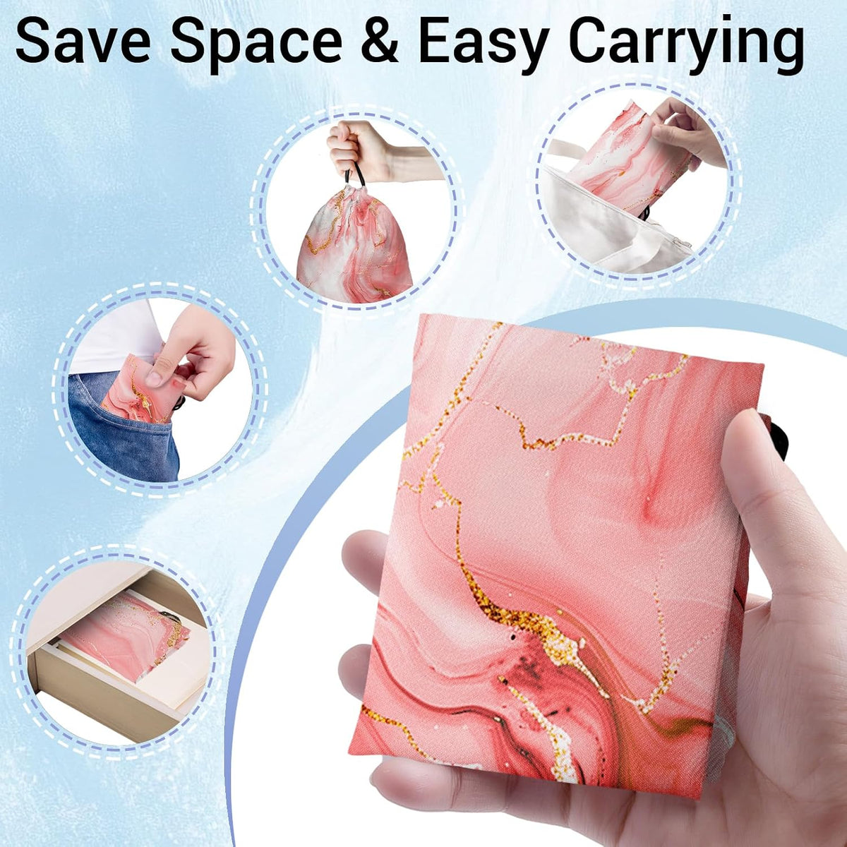 Modern Marble Gymnastics Grip Bag Pink Lightweight Drawstring Gym Bag for Women Grips
