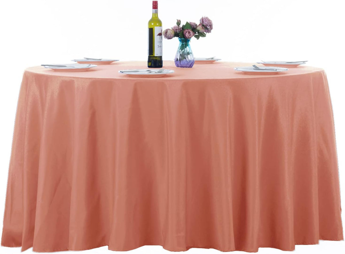 2pack 108 Inch Dusty Pink Round Tablecloth in Washable Polyester Fabric for Wedding/Banquet/Restaurant/Parties