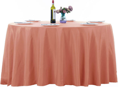 2pack 108 Inch Dusty Pink Round Tablecloth in Washable Polyester Fabric for Wedding/Banquet/Restaurant/Parties